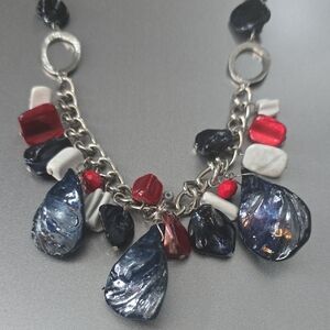 Elegant Silver and Red Women's Necklace